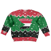 Sudan Christmas Kid Ugly Christmas Sweater with Red Green Black Xmas Santa Sleigh and Map - Wonder Print Shop