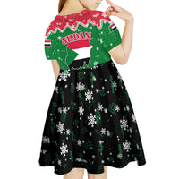 Sudan Christmas Kid Short Sleeve Dress with Red Green Black Xmas Santa Sleigh and Map - Wonder Print Shop