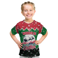 Sudan Christmas Kid T Shirt with Red Green Black Xmas Santa Sleigh and Map - Wonder Print Shop