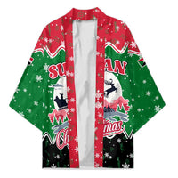 Sudan Christmas Kimono with Red Green Black Xmas Santa Sleigh and Map - Wonder Print Shop