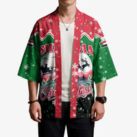 Sudan Christmas Kimono with Red Green Black Xmas Santa Sleigh and Map - Wonder Print Shop