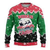 Sudan Christmas Ugly Christmas Sweater with Red Green Black Xmas Santa Sleigh and Map - Wonder Print Shop