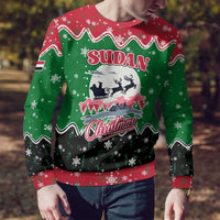 Sudan Christmas Ugly Christmas Sweater with Red Green Black Xmas Santa Sleigh and Map - Wonder Print Shop
