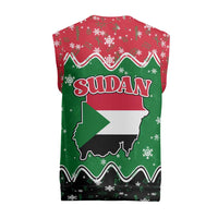 Sudan Christmas Knitted V-Neck Vest with Red Green Black Xmas Santa Sleigh and Map - Wonder Print Shop