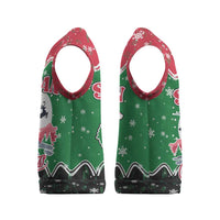 Sudan Christmas Knitted V-Neck Vest with Red Green Black Xmas Santa Sleigh and Map - Wonder Print Shop