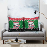 Sudan Christmas Pillow Cover with Red Green Black Xmas Santa Sleigh and Map - Wonder Print Shop