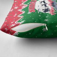 Sudan Christmas Pillow Cover with Red Green Black Xmas Santa Sleigh and Map - Wonder Print Shop