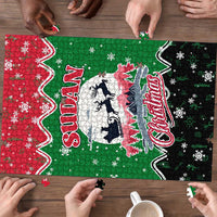 Sudan Christmas Puzzle with Red Green Black Xmas Santa Sleigh and Map - Wonder Print Shop