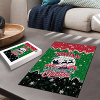 Sudan Christmas Puzzle with Red Green Black Xmas Santa Sleigh and Map - Wonder Print Shop