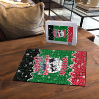 Sudan Christmas Puzzle with Red Green Black Xmas Santa Sleigh and Map - Wonder Print Shop