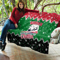 Sudan Christmas Quilt with Red Green Black Xmas Santa Sleigh and Map - Wonder Print Shop