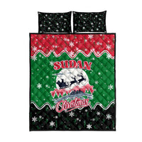 Sudan Christmas Quilt Bed Set with Red Green Black Xmas Santa Sleigh and Map - Wonder Print Shop