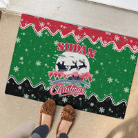 Sudan Christmas Rubber Doormat with Red Green Black Xmas Santa Sleigh and Map - Wonder Print Shop