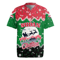 Sudan Christmas Rugby Jersey with Red Green Black Xmas Santa Sleigh and Map - Wonder Print Shop