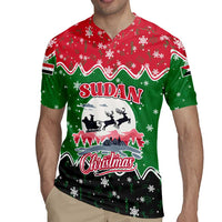 Sudan Christmas Rugby Jersey with Red Green Black Xmas Santa Sleigh and Map - Wonder Print Shop