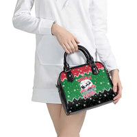 Sudan Christmas Shoulder Handbag with Red Green Black Xmas Santa Sleigh and Map - Wonder Print Shop