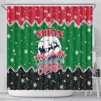 Sudan Christmas Shower Curtain with Red Green Black Xmas Santa Sleigh and Map - Wonder Print Shop