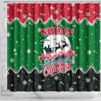 Sudan Christmas Shower Curtain with Red Green Black Xmas Santa Sleigh and Map - Wonder Print Shop