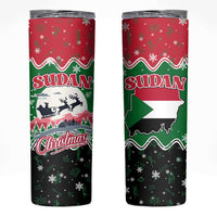 Sudan Christmas Skinny Tumbler with Red Green Black Xmas Santa Sleigh and Map - Wonder Print Shop