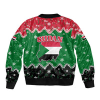 Sudan Christmas Sleeve Zip Bomber Jacket with Red Green Black Xmas Santa Sleigh and Map - Wonder Print Shop