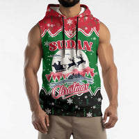 Sudan Christmas Sleeveless Hoodie with Red Green Black Xmas Santa Sleigh and Map - Wonder Print Shop