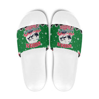 Sudan Christmas Slide Sandals with Red Green Black Xmas Santa Sleigh and Map - Wonder Print Shop