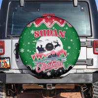 Sudan Christmas Spare Tire Cover with Red Green Black Xmas Santa Sleigh and Map - Wonder Print Shop