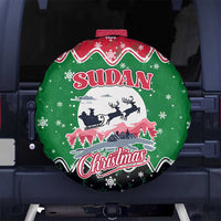 Sudan Christmas Spare Tire Cover with Red Green Black Xmas Santa Sleigh and Map - Wonder Print Shop