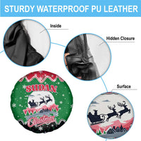 Sudan Christmas Spare Tire Cover with Red Green Black Xmas Santa Sleigh and Map - Wonder Print Shop