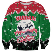 Sudan Christmas Sweatshirt with Red Green Black Xmas Santa Sleigh and Map - Wonder Print Shop