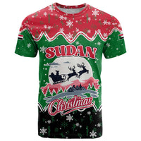Sudan Christmas T Shirt with Red Green Black Xmas Santa Sleigh and Map - Wonder Print Shop