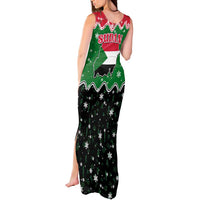 Sudan Christmas Tank Maxi Dress with Red Green Black Xmas Santa Sleigh and Map - Wonder Print Shop