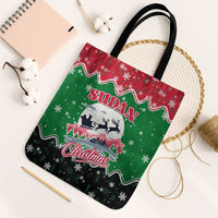 Sudan Christmas Tote Bag with Red Green Black Xmas Santa Sleigh and Map - Wonder Print Shop