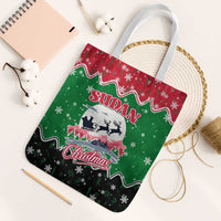 Sudan Christmas Tote Bag with Red Green Black Xmas Santa Sleigh and Map - Wonder Print Shop