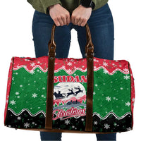Sudan Christmas Travel Bag with Red Green Black Xmas Santa Sleigh and Map - Wonder Print Shop