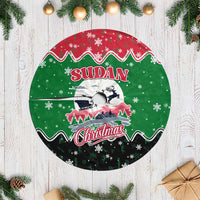 Sudan Christmas Tree Skirt with Red Green Black Xmas Santa Sleigh and Map - Wonder Print Shop