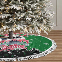 Sudan Christmas Tree Skirt with Red Green Black Xmas Santa Sleigh and Map - Wonder Print Shop