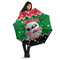 Sudan Christmas Umbrella with Red Green Black Xmas Santa Sleigh and Map - Wonder Print Shop