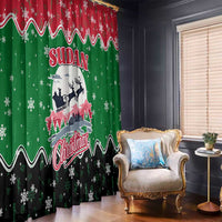 Sudan Christmas Window Curtain with Red Green Black Xmas Santa Sleigh and Map - Wonder Print Shop