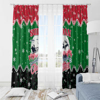 Sudan Christmas Window Curtain with Red Green Black Xmas Santa Sleigh and Map - Wonder Print Shop