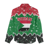 Sudan Christmas Women Casual Shirt with Red Green Black Xmas Santa Sleigh and Map - Wonder Print Shop