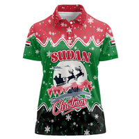 Sudan Christmas Women Polo Shirt with Red Green Black Xmas Santa Sleigh and Map - Wonder Print Shop