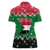 Sudan Christmas Women Polo Shirt with Red Green Black Xmas Santa Sleigh and Map - Wonder Print Shop