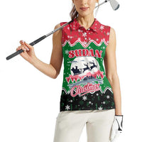 Sudan Christmas Women Sleeveless Polo Shirt with Red Green Black Xmas Santa Sleigh and Map - Wonder Print Shop