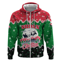 Sudan Christmas Zip Hoodie with Red Green Black Xmas Santa Sleigh and Map - Wonder Print Shop