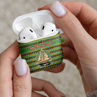 Saint Kitts and Nevis Christmas AirPods Case with Green Red Black Xmas Sailboat and Map - Wonder Print Shop
