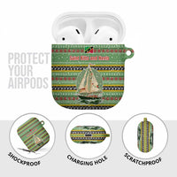 Saint Kitts and Nevis Christmas AirPods Case with Green Red Black Xmas Sailboat and Map - Wonder Print Shop