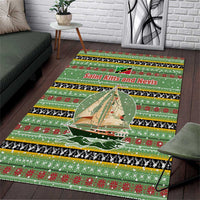 Saint Kitts and Nevis Christmas Area Rug with Green Red Black Xmas Sailboat and Map - Wonder Print Shop