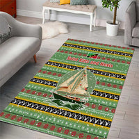 Saint Kitts and Nevis Christmas Area Rug with Green Red Black Xmas Sailboat and Map - Wonder Print Shop