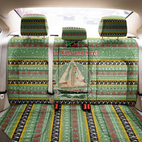 Saint Kitts and Nevis Christmas Back Car Seat Cover with Green Red Black Xmas Sailboat and Map - Wonder Print Shop